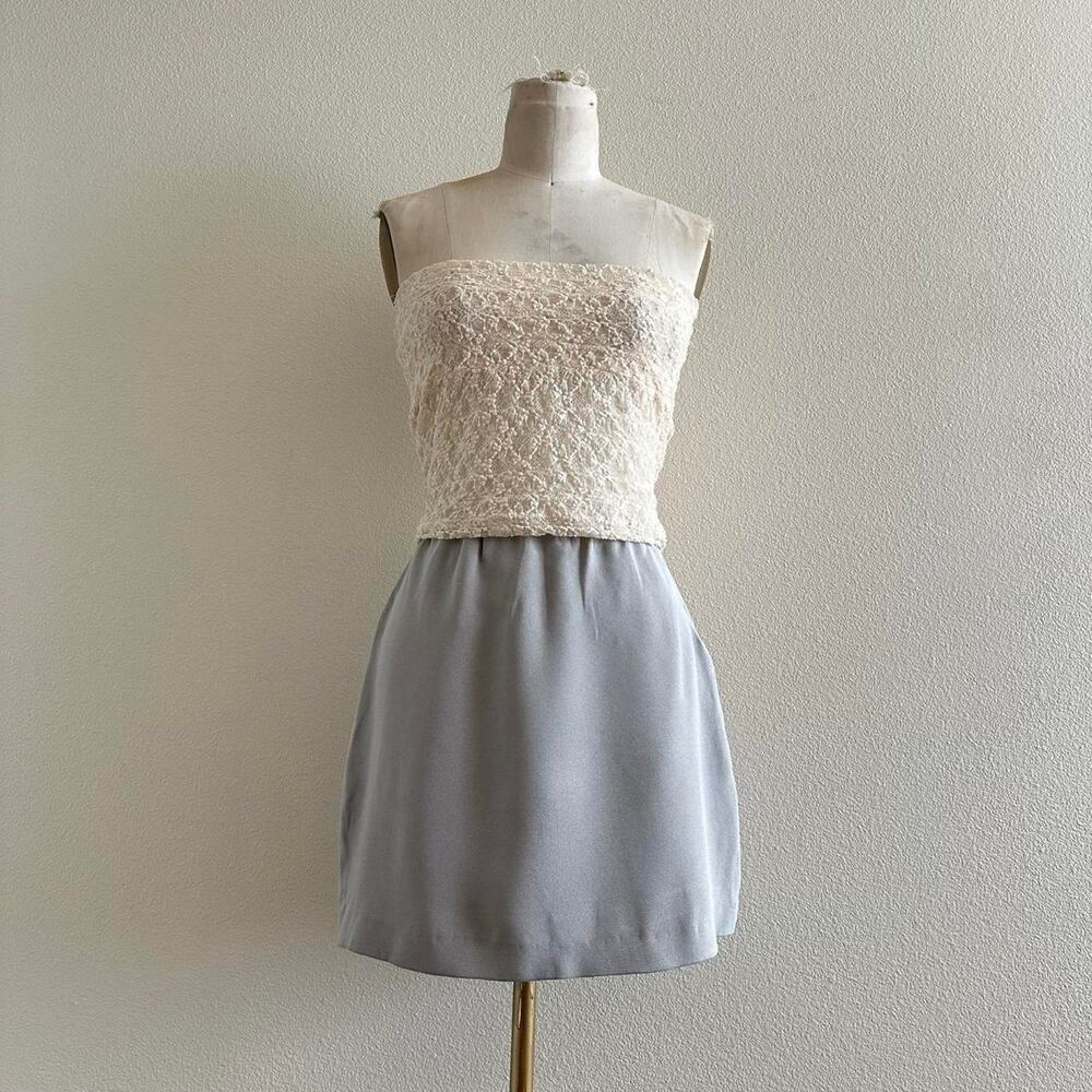 handmade gray silk blend mini skirt